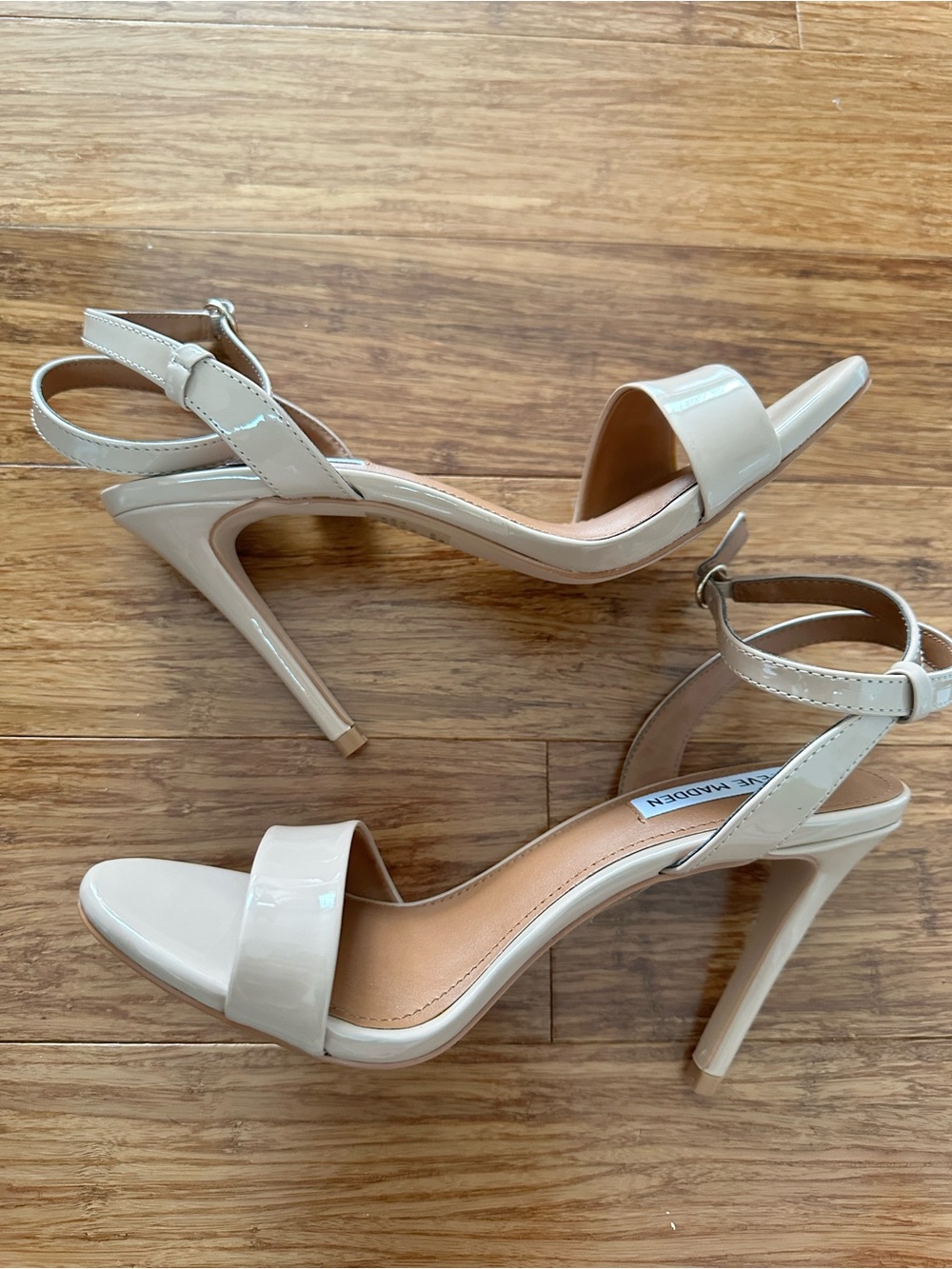 Steve Madden Nude Patent Ankle-Strap Stiletto heels - Picture 4 of 12
